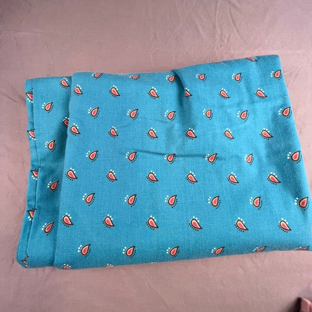 Vintage Lady Pepperell Full Flat Sheet Turquoise Paisley Boho Percale USA Made